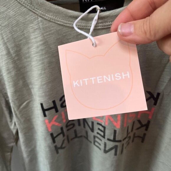 NEW Kittenish Cropped Long Sleeve Logo T-Shirt - Size S - Picture 2 of 6